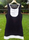 VINTAGE BLACK & WHITE LACE SHIFT DRESS 60'S STYLE SZ 12 