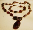 Antique Vintage Baltic Amber & Gold Necklace Bracelet 