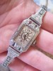 RARE DECO 20s SOLID 14K BRUNER WATCH REAL GEMSTONES  NR 