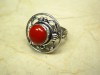 SCARLET RED CORAL SILVER RING SIZE 7 