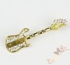 100% New Swarovski Crystal Golden Guitar Pin Brooch 