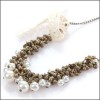 KR043 Fashion Vintage Gold Tone Pearl Necklace 