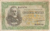 SPAIN BANKNOTE 50 PESETAS 1940 P-117 PELAYO RARE 