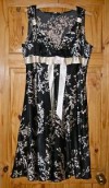 FLOWERY BLACK DRESS CALF LENGTH SIZE 16 