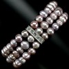 ALLURING GENUINE CREAMY PURPLE PEARL & CZ BEAD BRACELET 