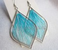 Unique Light Blue Leaf Handmade Thread Earring 1 pair  