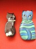 2 vintage hand made cat brooches 60/70s vgvc 