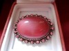 stunning lge 60s pink glass cabouchon brooch vgvc 