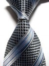 Classic Black Blue JACQUARD Silk Men Tie Necktie 