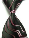 Classic Black Red JACQUARD Silk Men Tie Necktie 