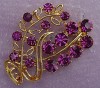 Vintage Mauve Rhinestone Spray Brooch 