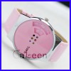 Leather Jelly Spin Sports Ladies Fashion Watch Pink 