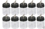 10x Glass Airbrush Air Brush Bottle Jar w. Suction Top 