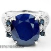 ENCHANTING REAL BLUE & WHITE SAPPHIRE 925 SILVER RING 