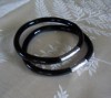 ART DECO Rare Black CORAL Sterling Silver Bracelet SET 