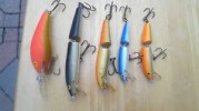 LOT OF FIVE RAPALA FAT RAP+FOUR JOINTED MINNOW J-7-J-11 