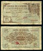 Spain. Five pesetas, 1936,  0, 686, 899. 