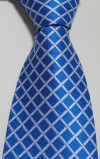 100% Silk Grid Azure WOVEN JACQUARD Men's Tie Necktie 