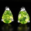 CLASSIC REAL GREEN PERIDOT STERLING 925 SILVER EARRING 