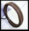 COoL Leather Hemp Braided Bracelet Men's Wristband NEW 