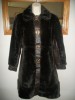 Vintage womens 60s Commuter faux fur coat~gold buckles 