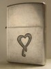 2002 ANTIQUE SILVERPLATE FINISH ZIPPO HEART DESIGN Used 