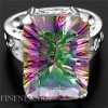 13.42ctBIG GLISTENING REAL MYSTIC TOPAZ 925SILVER RING7 