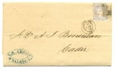 SPAIN, SC.166 ON COVER MALAGA TO CADIZ, 1872! 