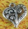 40pcs tibet silver flowers heart charms 13x14mm 