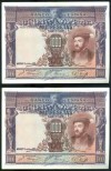 2 billetes correlativos 1000 Pts 1925 Carlos I (EBC) 