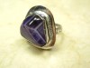 DAZZLING VIOLET-PLUM AMETHYST SILVER RING SIZE 8.5 