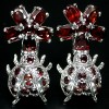 DELUXE! REAL REDDISH GARNET 925 SILVER LADYBUG EARRINGS 