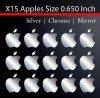 15 chrome mirror Apple Logo Stickers 0.650 Inch ZE6W8 