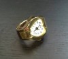 ACCESSORIZE GOLD HEART RING WATCH, SIZE M 