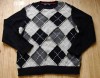 Men's TOMMY HILFIGER Argyle Wool Sweater Black/Gray XL 