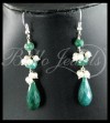 Handcrafted Pearl With Emerald Beads Stylish Earrings 