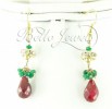 Handmade Emerald Bead With Ruby Drop Stylish Earrings 