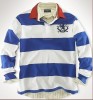 New Men's Polo Shirts Long Sleeve Blue & White S-XXL 