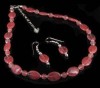 Cherry Quartz Sterling Silver Necklace Earrings Set 