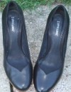 BLACK LEATHER HIGH HEELS SHOES LOVE LABEL SIZE 7 VGC 