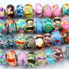 100pcs Mix Ceramics Flower Big Hole Fit Bracelet Beads 