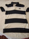 AEROPOSTALE Navy Blue White Striped Polo Shirt S 