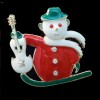 Cute Xmas Snowman Guitar Brooch Pin w Swarovski Crystal 