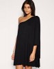 Lipsy Black Asymmetric One Shoulder Dress - Size 10 