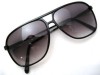 Aviator Vintage Retro Black Frame Gray Lens Sunglasses 