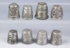 Thimble Collection of 8 Pewter Place Name Thimbles 