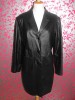 BLACK LEATHER CROMBIE JACKET COAT size UK 16 pristine 