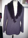 ladies m & s  jacket with fur collar size 12 purple 