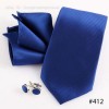 NAVY BLUE Men's Silk Neck Tie + Cufflink + Hanky #412 