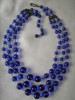 # VINTAGE Blue Crystal Glass NECKLACE by * MIRACLE *  # 